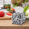 thumbnail image 4 of Psesaysky Square Tissue Box Holder, Waterproof Pu Leather Tissue Box Cover with Metal Button Zebra Napkin Holder Organizer for Bathroom, Bedroom, Hotel, Office Desk 5.1"X5.1"X5.5", 4 of 7