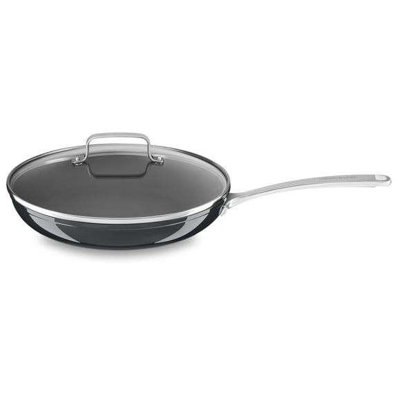 Kitchenaid Hard Anodized Nonstick 12" Skillet With Glass Lid, Black Sapphire (Kc3H112Klbe)