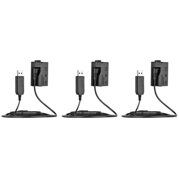 Batería ficticia 3X -E8 con cable adaptador USB de banco de energía de CC de repuesto para LP-E8 para cámaras DSLR 550D 600D
