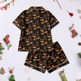 thumbnail image 5 of Halloween Pajamas Women 2-Piece Pajama Set Soft Pumpkin Short Sleeve Shirt and Shorts for Vacation Loungewear 01-Saffron L, 5 of 5