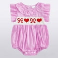 thumbnail image 2 of Pandaie 3-18M Newborn Baby Girls Smocked Bubble Romper Cute Embroidery Bowknot Ruffle Bodysuit Sleeveless Summer Outfit Infant Toddler Summer Clothes Pink, 2 of 9
