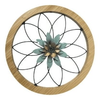 Ikeay Rustichaven Round Farmhouse Wall Decor 11.81 Inch, Wood & Metal Rustic Wall Art for Living Room, Bedroom, Kitchen, Bathroom, Home Decoration Blue