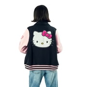 Sanrio Hello Kitty Varsity Jacket Women's Embroidered Rainbow Patch Button Up