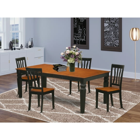 East West Furniture Logan 5-piece Wood Dinette Table Set in Black/Cherry