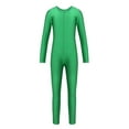 thumbnail image 2 of renvena Kids Girls Long Sleeves Full Body Unitard Gymnastics Leotard Dancewear Size 3-14 Green 5-6, 2 of 7