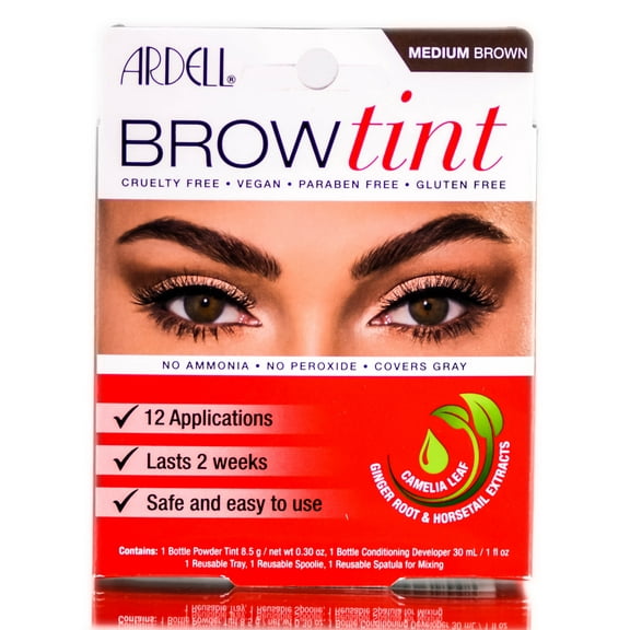 {Medium Brown} Ardell Brow Tint w/ SLEEKSHOP Hair Rat Tail Steel Pin Comb for Scalp
