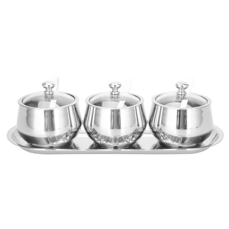 3Pcs 304 Stainless Steel Seasoning Box, Visible Spice Pot Container Kitchenware with Lid Spoon,Kitchen Accessories Accessoires de cuisine Spice Organizer