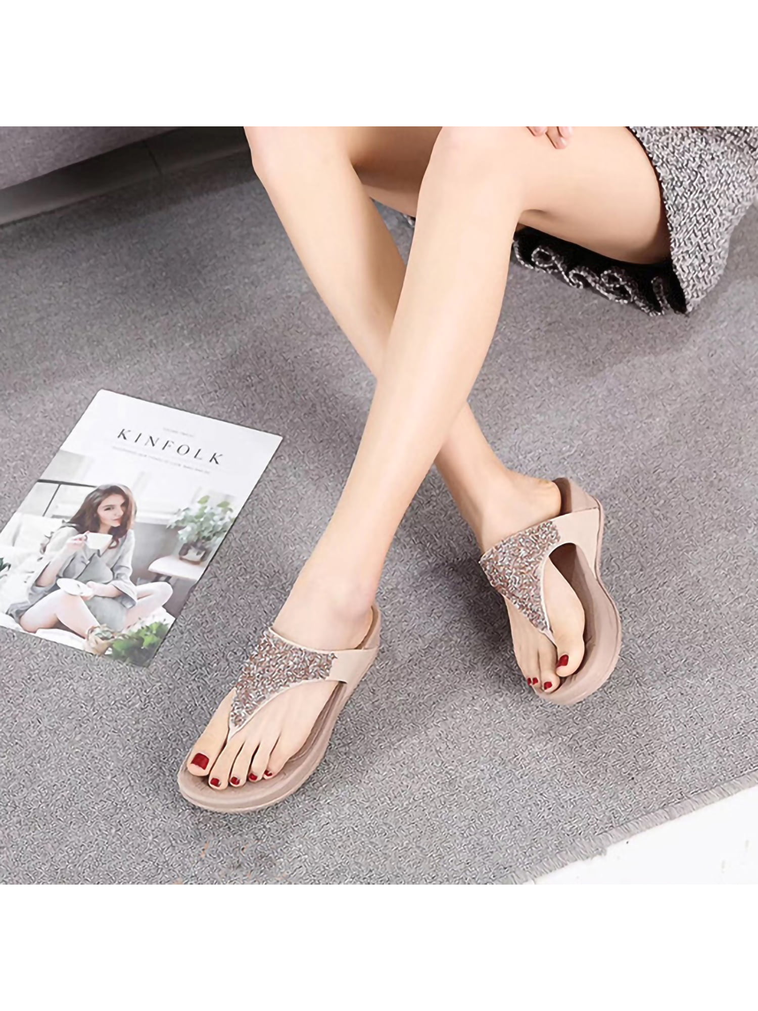 Ladies Brand  New Flat Toe Post Shoes Flip Flops Sandals Summer Beach All Sizes 