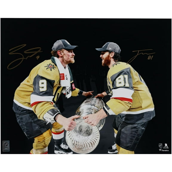 Jonathan Marchessault and Jack Eichel Vegas Golden Knights Autographed 16" x 20" Passing Cup Photograph - Fanatics Authentic Certified