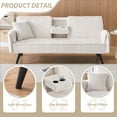 thumbnail image 4 of FFH Modern Corduroy Futon Sofa Bed with Adjustable Backrest,Convertible Loveseat Sleeper,Soft Couch with Drop-Down Table and Cup Holder for Living room,White, 4 of 8