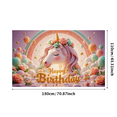 thumbnail image 3 of Yatrandify Colorful Unicorn Happy Birthday Banner Flowers Pastel Hearts for Kids Party Celebration Decoration, 3 of 8