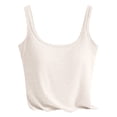 thumbnail image 4 of vigerkar Womens Cotton Crop Tank Tops with Built in Bras Casual Scoop Neck Summer Cami Trendy Comfy Basic Tank Tops (Beige, M), 4 of 4