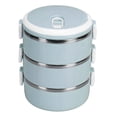 thumbnail image 2 of Cylinder Lunch Container, Vent Silicone Sealing Ring Bento Box Stainless Steel  for Outdoor for School Single Layer,Three Layers,Four Layers, 2 of 7