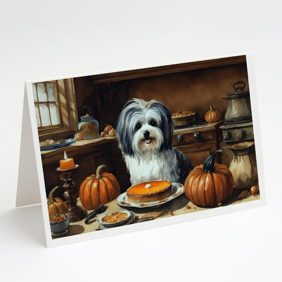 Havanese Fall Kitchen Pumpkins Greeting Cards and Envelopes Pack of 8 7 in x 5 in