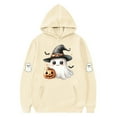 thumbnail image 4 of SERTG Children Halloween Printed Hooded Tops Long Sleeved Sweatshirt with Pockets Fleece Top Hooded Sweatshirt for Girls 3-14 Years(Beige,11-12 Years), 4 of 4