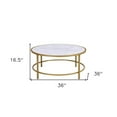 thumbnail image 3 of HomeRoots 36" White And Gold Faux Marble Round Coffee Table, 3 of 6