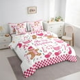 thumbnail image 3 of Feelyou Cute Gingerbread Man Bedding Comforter Set 7pcs, Cartoon Christmas Queen Bedding Sets, Teens Kids Women Girls Reversible Queen Sheet Sets, Breathable Home Decor, 3 of 7