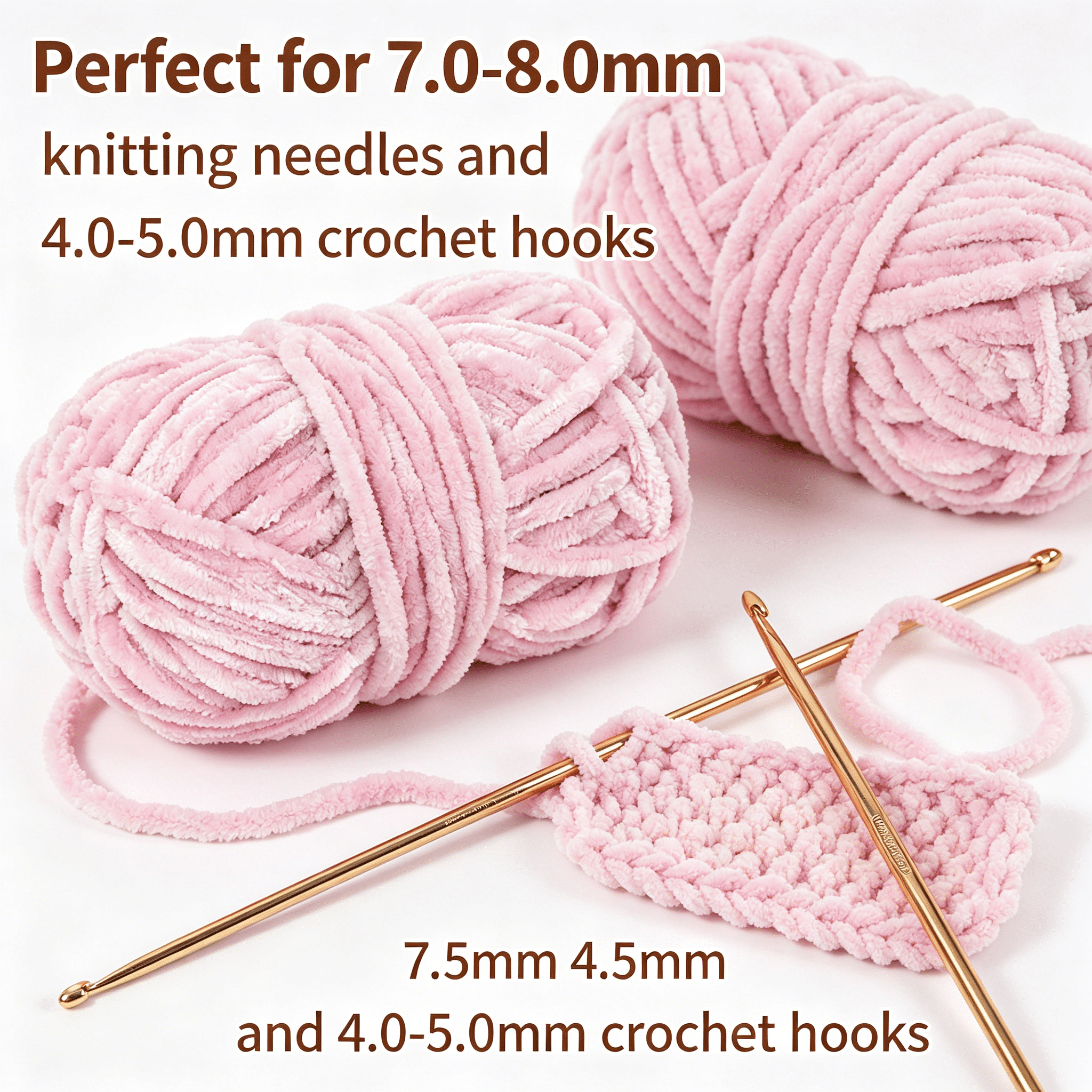 ACDANC 2026 New 2Pcs Chunky Yarn Versatile Craft Use Chenille Yarn Soft and Non - Shedding Blanket Yarn Light Pink for Blankets Scarves Pillows Toys Home Decor Accessories