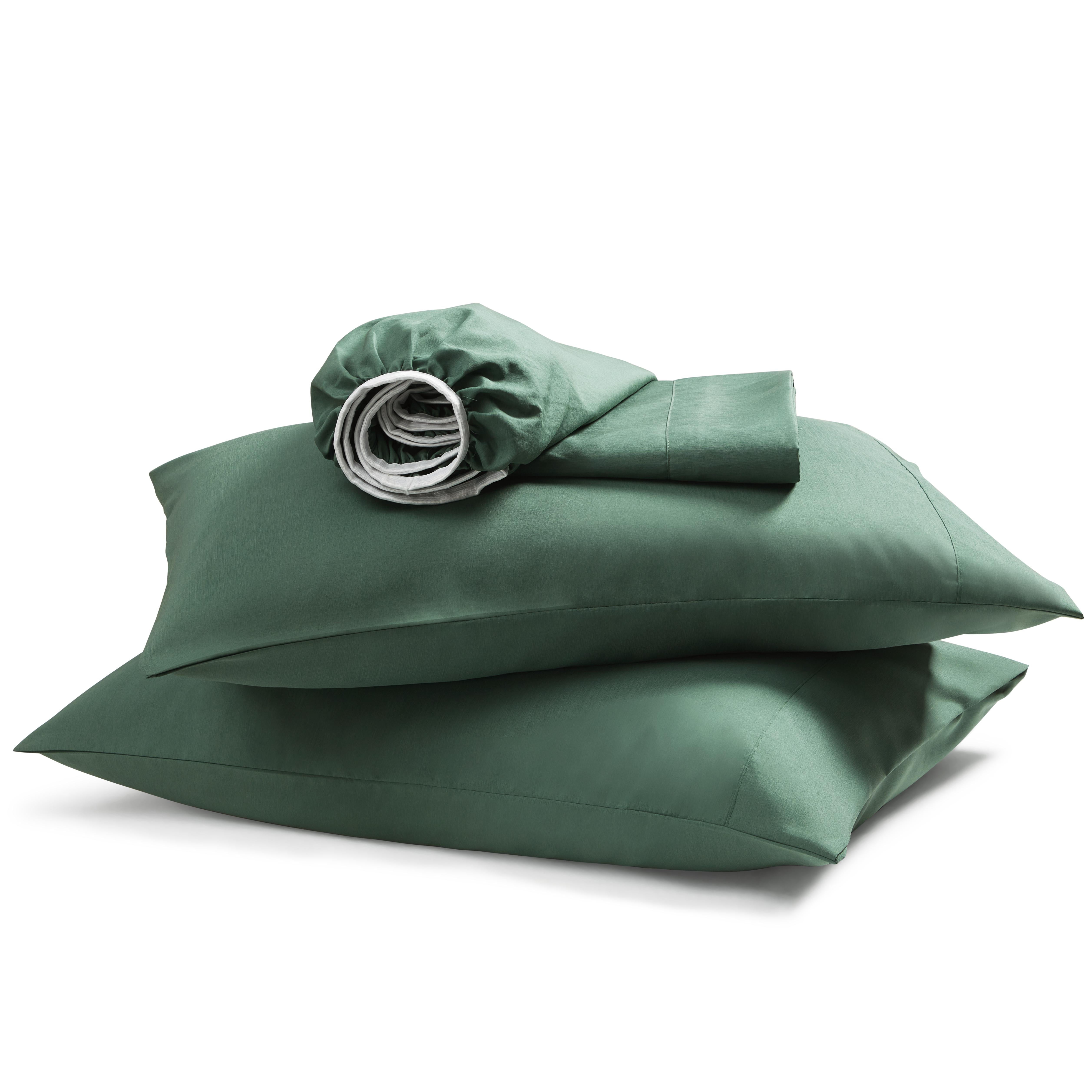 Virtu Bed Sheets Set, Deep Pocket Rayon Derived Bamboo & Microfiber Cooling 4 Piece Queen Sheets sets, Hunter Green