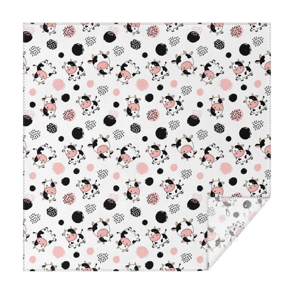 White Cow Geometric Pattern Square Tablecloth,Waterproof Square Table Cover,Wipeable Spillproof Washable Table Cover for Home Kitchen Party Decor 42"X42"(107x107cm)