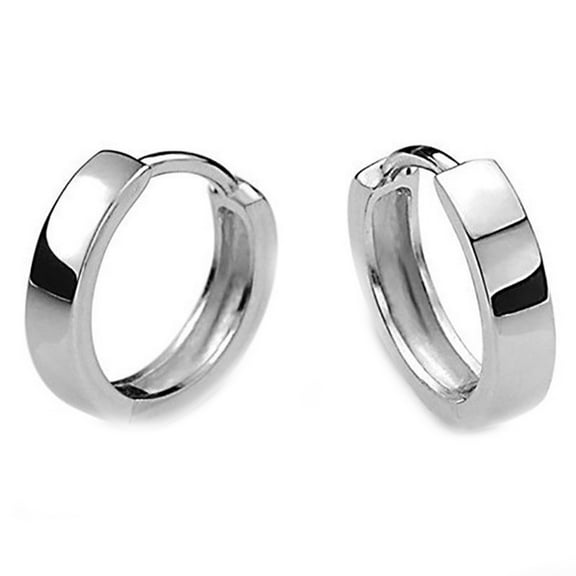 Opolski Fashion Men Women Silver Plated Smooth Round Hoop Huggie Earrings Jewelry Gift