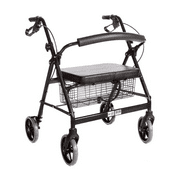HEALTHLINE Heavy Duty Bariatric Rollator Walker With Seat and Wheels, 4 Wheel Walker With Large Seat and Basket and Brakes, Medical Walker With Seat for Seniors, 8 Inch Wheels, 450 Lbs, Black