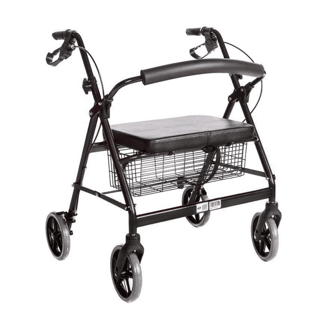 HEALTHLINE Heavy Duty Bariatric Rollator Walker With Seat and Wheels, 4 Wheel Walker With Large Seat and Basket and Brakes, Medical Walker With Seat for Seniors, 8 Inch Wheels, 450 Lbs, Black