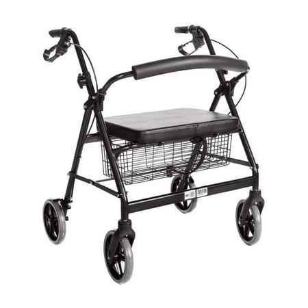 HEALTHLINE Heavy Duty Bariatric Rollator Walker With Seat and Wheels, 4 Wheel Walker With Large Seat and Basket and Brakes, Medical Walker With Seat for Seniors, 8 Inch Wheels, 450 Lbs, Black