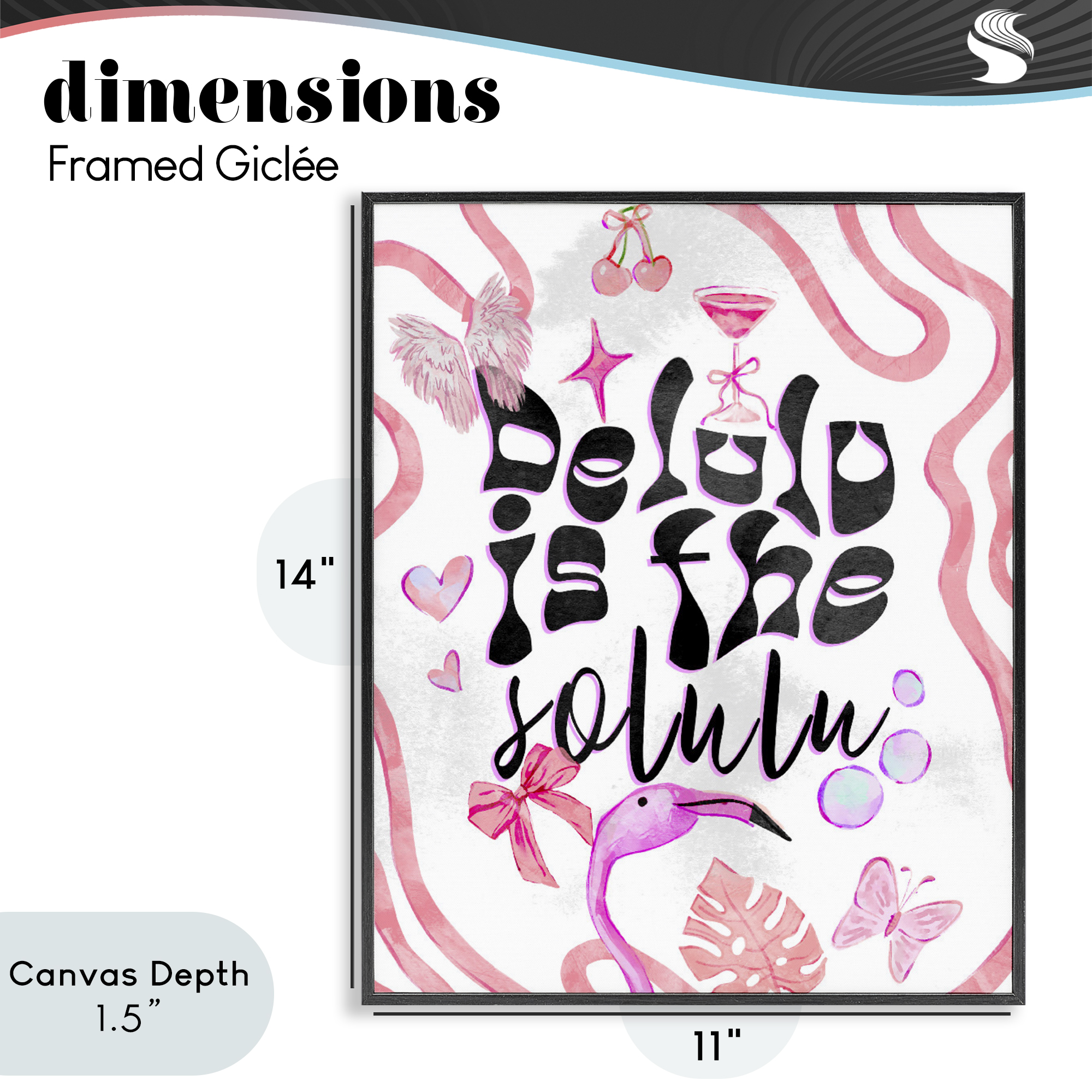 Stupell Industries Delulu Is The Solulu Black Framed Giclee Art, design by Ziwei Li