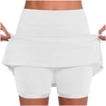 thumbnail image 2 of Gyujnb Tennis Skirts for Women, Trendy Stretchy Tummy Control High Waist Mini Skirt Summer Casual Athletic Skort with Pockets,White, 2 of 4