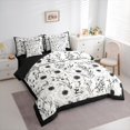 thumbnail image 3 of Manfei Grey Flower Print Bedding Comforter Set 7-Piece for Girls, Groovy Daisy Floral King Bedding Sets, Retro Western Theme Reversible Bed Sheets, Super Cozy Room Decor, 3 of 7