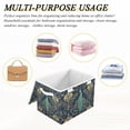 thumbnail image 6 of Yayeee Collapsible Cube Storage Bin with Lid Fabric Closet Decorative Basket with Handles, Navy Blue Peacock Pattern, 6 of 7