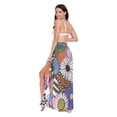 thumbnail image 3 of FORMRS Womens Long Sarong Beach Wrap Semi-Sheer Bikini Skirt Bathing Swimsuit Cover Up, Blue Floral, 3 of 7