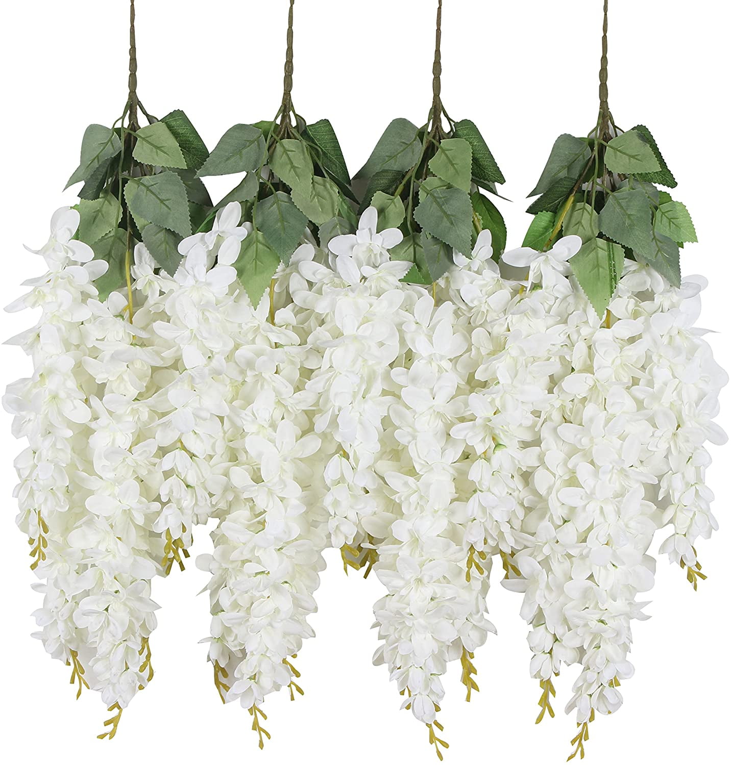 2 Bunches White Wisteria Garland Fake Silk Flowers Vines For Wedding Decorations