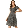 thumbnail image 1 of INSPIRE CHIC Robe Décontractée Imprimée à Manches Courtes en Chiffon Ajustée et Évasée pour Femmes Noir Blanc TG, 1 of 6