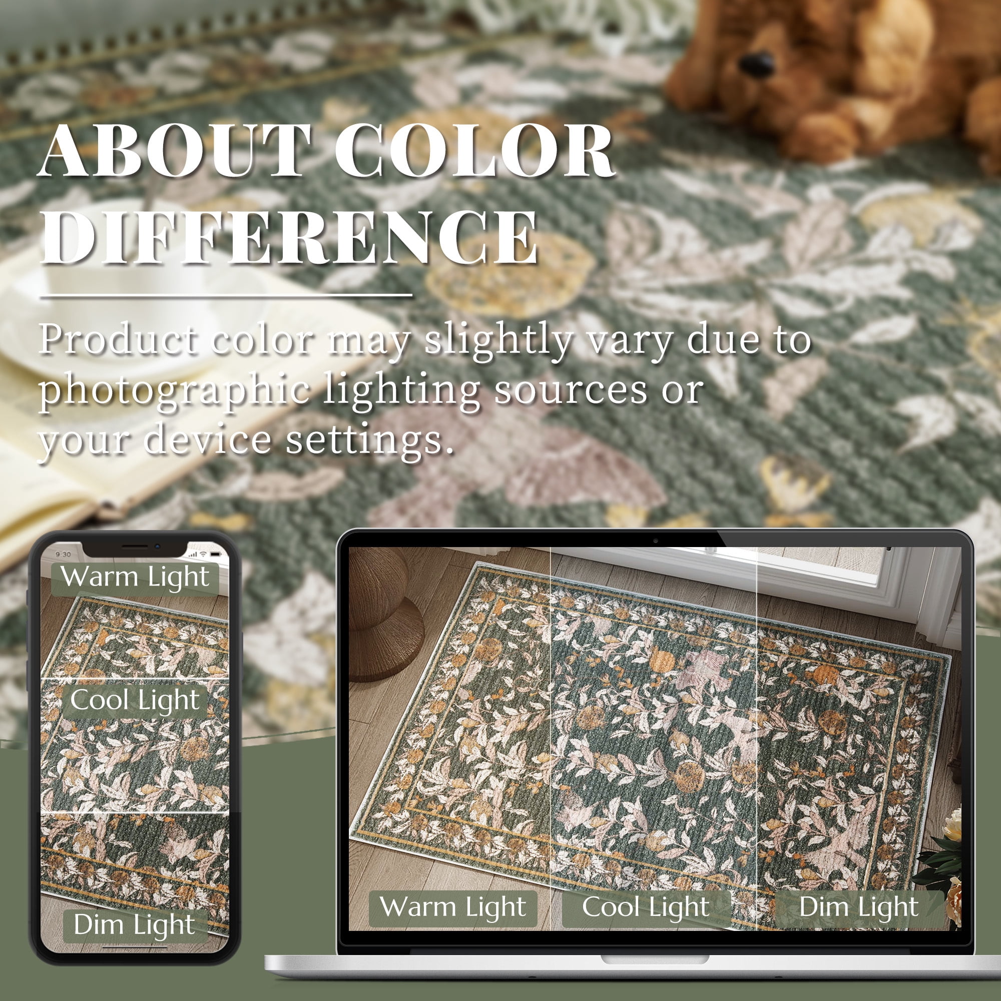 RUGKING Area Rugs For Living Room 5X7 Washable Oriental Rug Floral Print Mat Thin Traditional Carpet For Bedroom Hallway Kitchen Orange/Green
