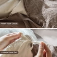 thumbnail image 3 of MooMee Wavy Striped Duvet Cover Set Cal-King 100% Washed Cotton Linen Like Textured Breathable 3-Piece (Brown, 104"x98"), 3 of 7