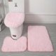 thumbnail image 1 of Set of 3 Soft Microfiber Bathroom Rugs Non-Slip With Studded Flannel Backing Bath Mat + Toilet Contour Rug + Lid Cover - Plain Light Pink Three Piece, 1 of 5