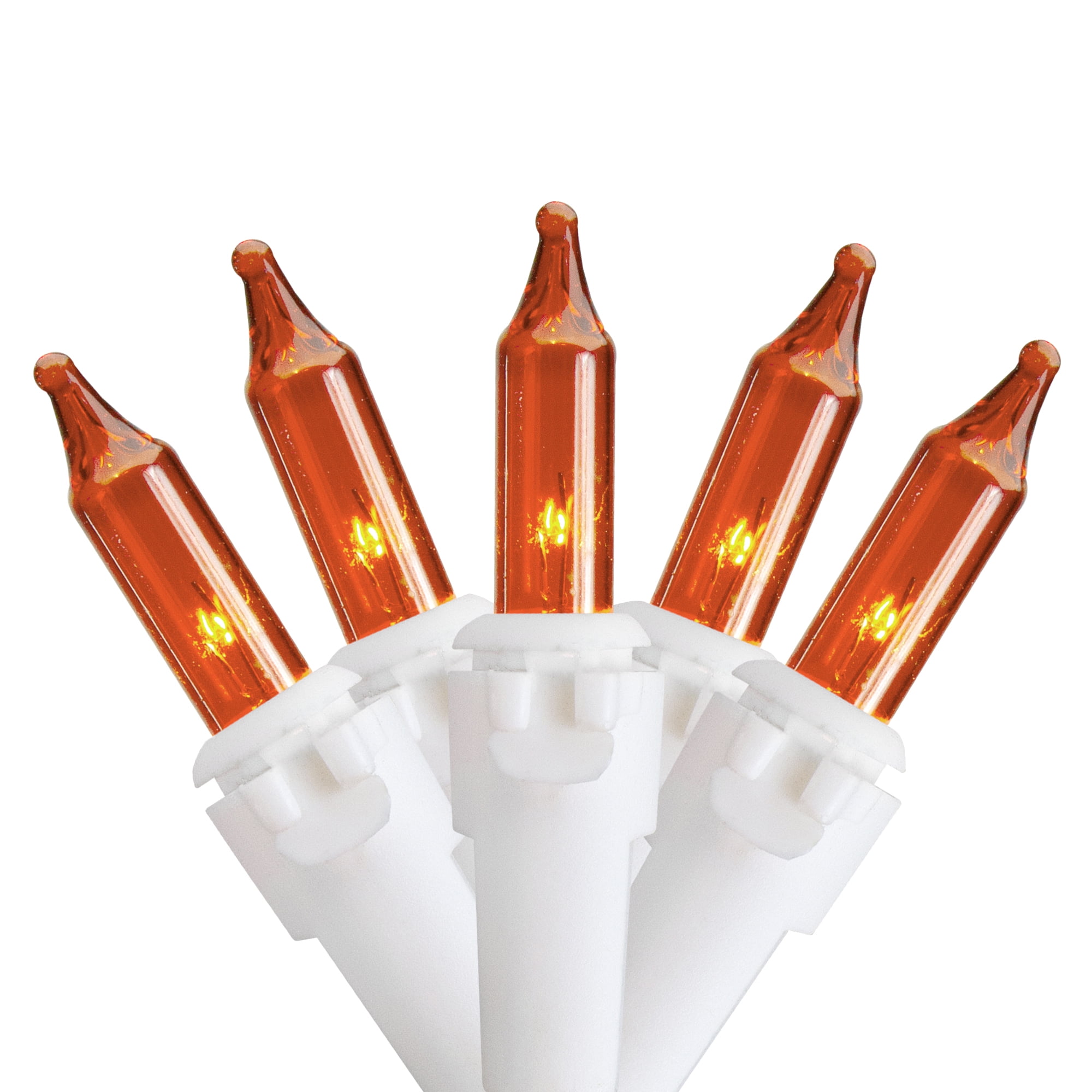 100 Count Orange Mini Icicle Christmas Lights - 3.5 ft White Wire