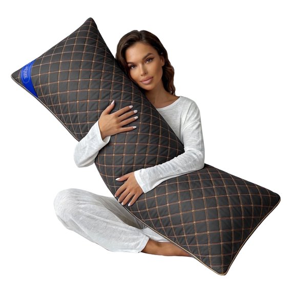 Galenzoov 20×54 inch Full-Length Body Pillow with Shredded Memory Foam - Offering Adjustable Firmness & Height for Personalized Comfort, Ideal for Side Sleepers and Maternity Support, Grey
