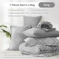 thumbnail image 6 of Davulos Grey Tufted King Size Comforter Set 7 Piece Bed in a Bag, Shabby Chic Boho Comforter and Sheet Set, Soft Microfiber Complete Bedding Set for All Season(Grey , King), 6 of 8