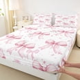 thumbnail image 4 of Manfei Pink Coquette Bowknot Bed Sheets For Kids,Rustic Plant Flowers King Sheets For Girls,4pcs, 4 of 6