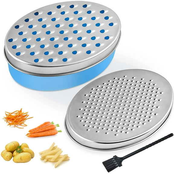 Cheese Grater, Grater Lemon with Food Storage Container & Lid Grinder Grater for kitchen - Perfect For Hard Parmesan, Ginger, Vegetables, Butter (Blue)