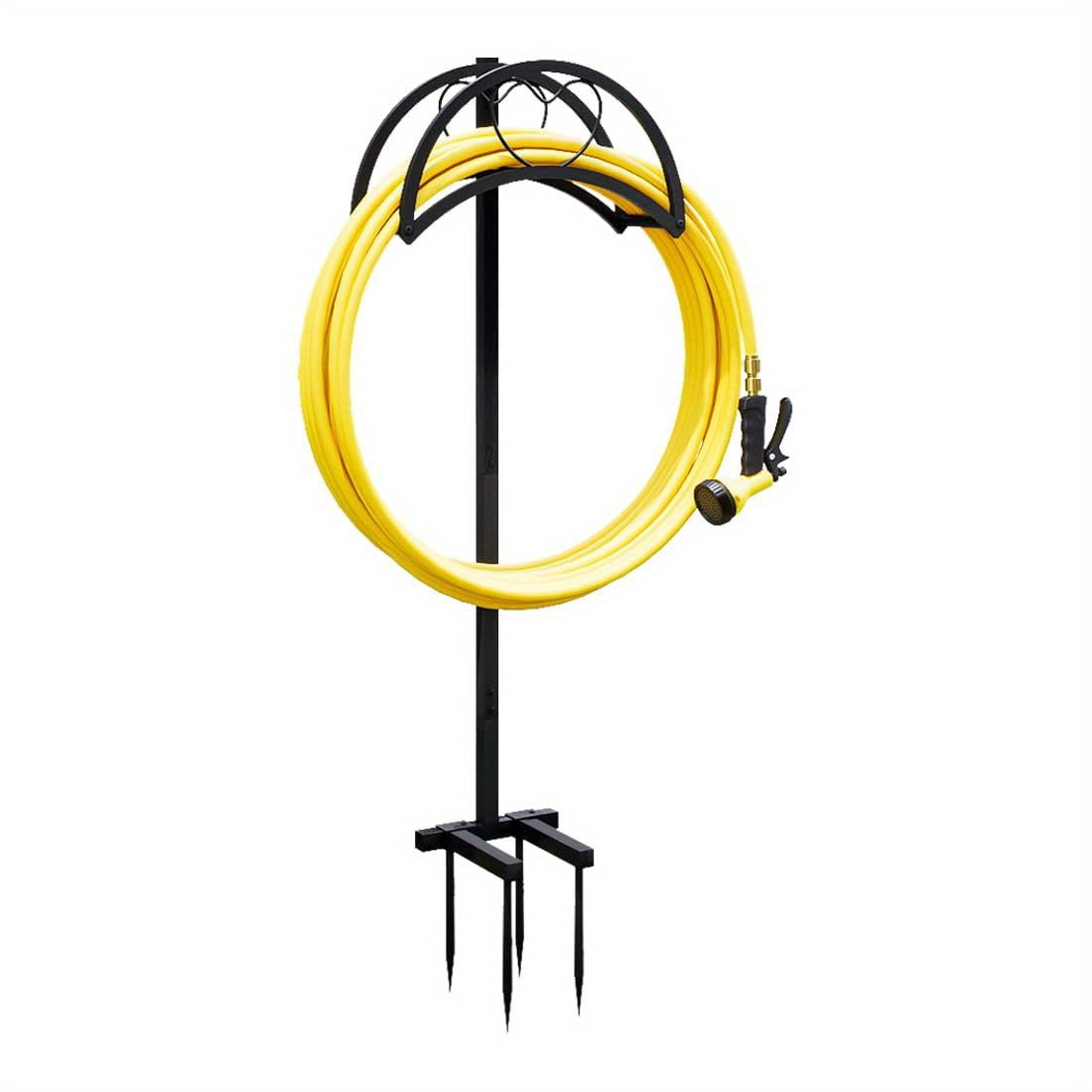 Seamika Garden Hose Holder Freestanding Hose Holder Heavy Duty Metal Hose Reel Stand Water Hose rack For Outside,Black