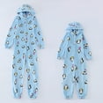 thumbnail image 1 of Solid Color Parent-Child Suit, Long Sleeve Family Pajamas Set, Round Neck Zipper Hoodie, 1 of 6