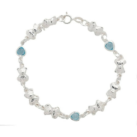 Pori Jewelers CZ Sterling Silver Bear Heart Bracelet
