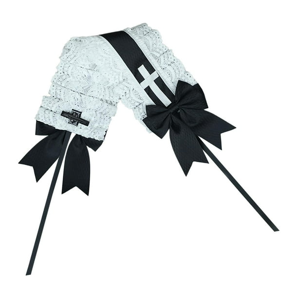 Aro para el pelo, disfraz de Lolita, bandana, diseño sencillo, lazo de encaje para cosplay de mucama de anime Negro