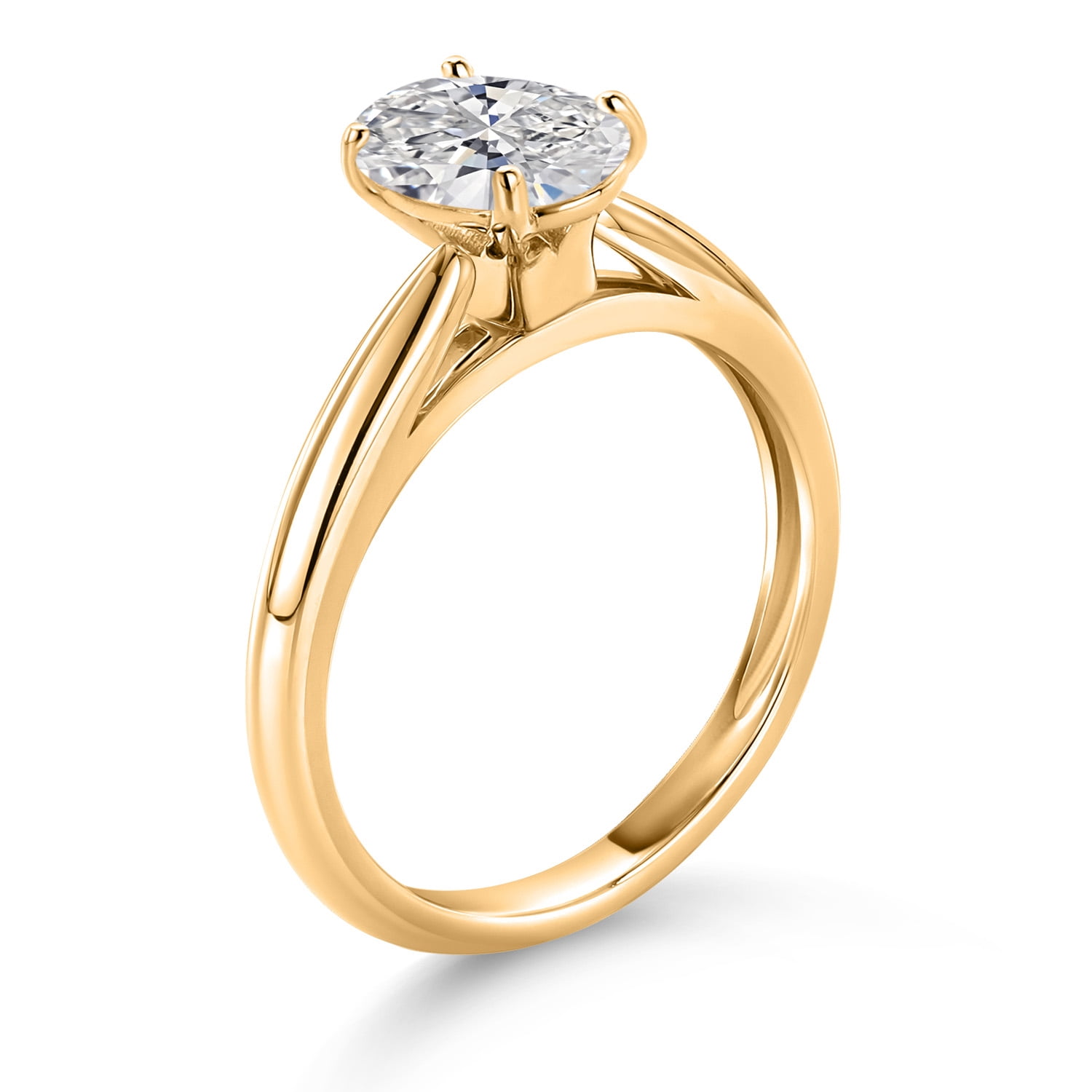 Gem Stone King Lab Grown Diamond Solitaire Engagement Ring for Women | 10K Yellow Gold | IGI Certified  | F-G Color | VS Clarity | Wedding Engagement Anniversary Promise Ring for Women | 1.5 Ct