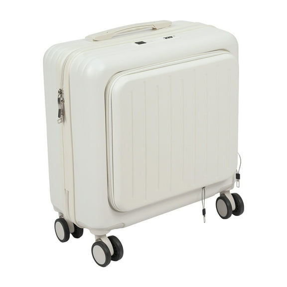 18 Inch Underseat Carry On Luggage with Wheels,Small Hard Shell Suitcase for Weekender,180 Top Opening Lightweight Travel Suitcase (White)