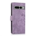 thumbnail image 6 of Allytech Wallet Flip Case for Google Pixel 7 Pro with Stylish Orchid Butterflies Embossed Pattern, Premium PU Leather Kickstand Magnetic Clasp Shockproof Case with Card Holder & Wrist Strap, Purple, 6 of 7